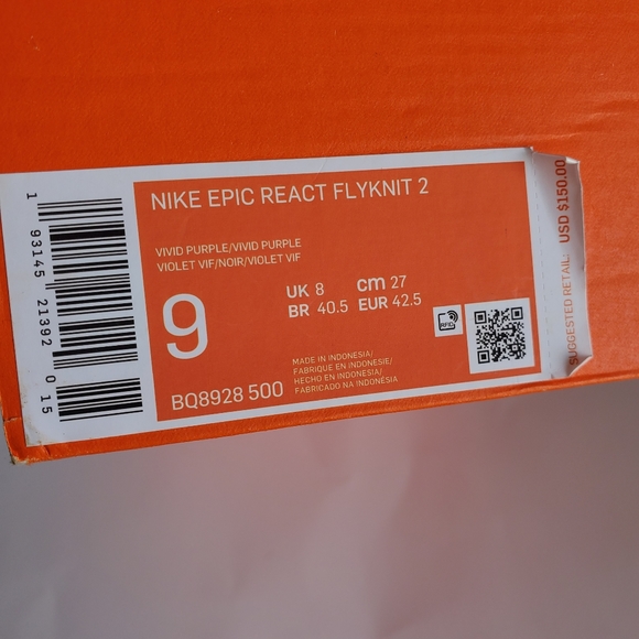 Sold NIKE 🔥 EPIC REACT FLYKNIT2 Vivid Purple - Picture 11 of 11